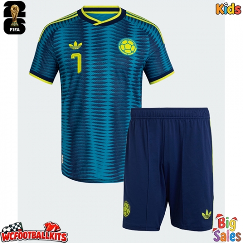 Colombia Luis Diaz #7 Replica Away Stadium Kit for Kids World Cup 2026 Short Sleeve (+ pants)